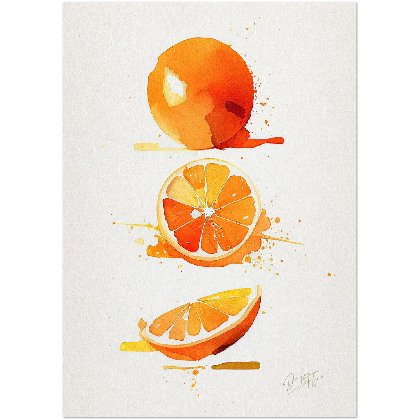 »Orange Watercolor Moods« retro poster