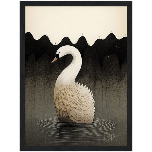 »Swan Float And Brood« retro poster