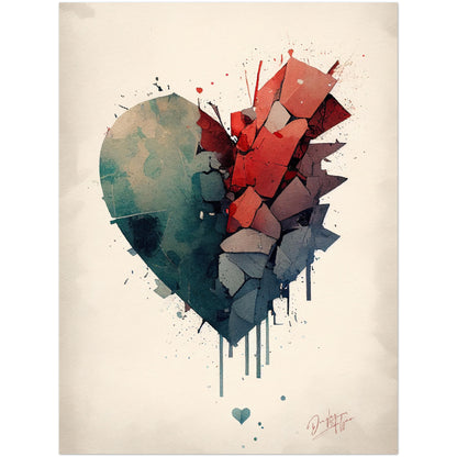 »Broken Heart, Dreams in Water and Pigment« retro poster