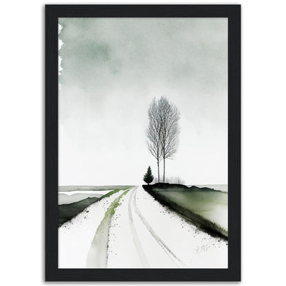 »Aquarel Winter Road« retro poster