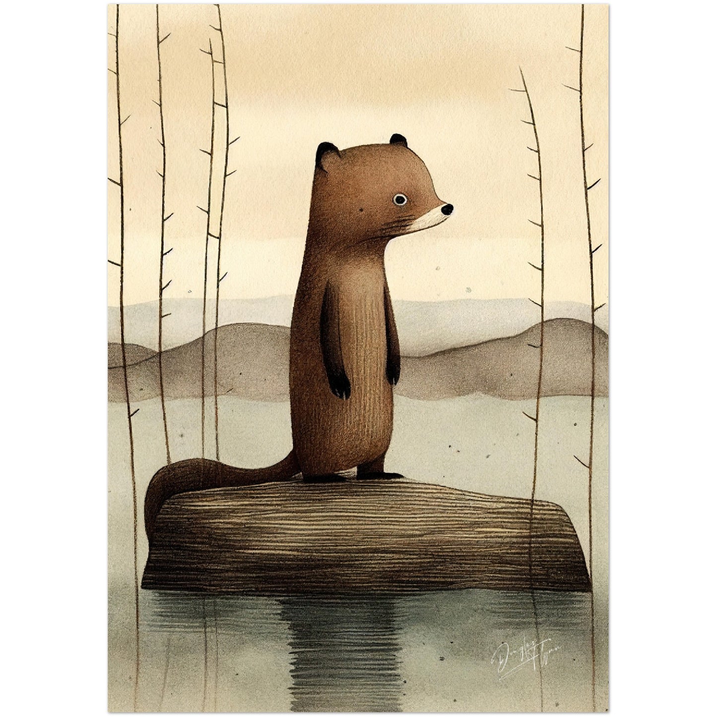 »Beaver Chew And Contemplate« retro poster