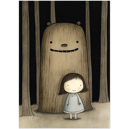 »Fussy Princess And Sulky Troll Playing In The Woods« retro poster