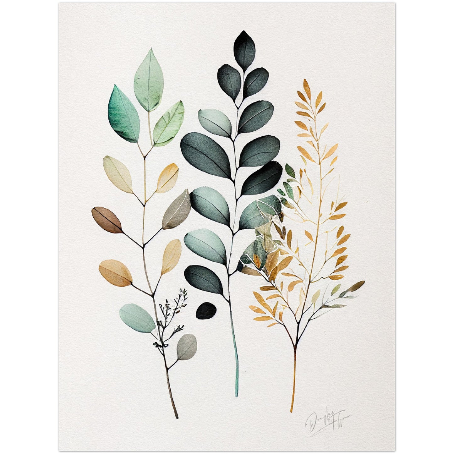»Watercolor Foliage Musings« retro poster