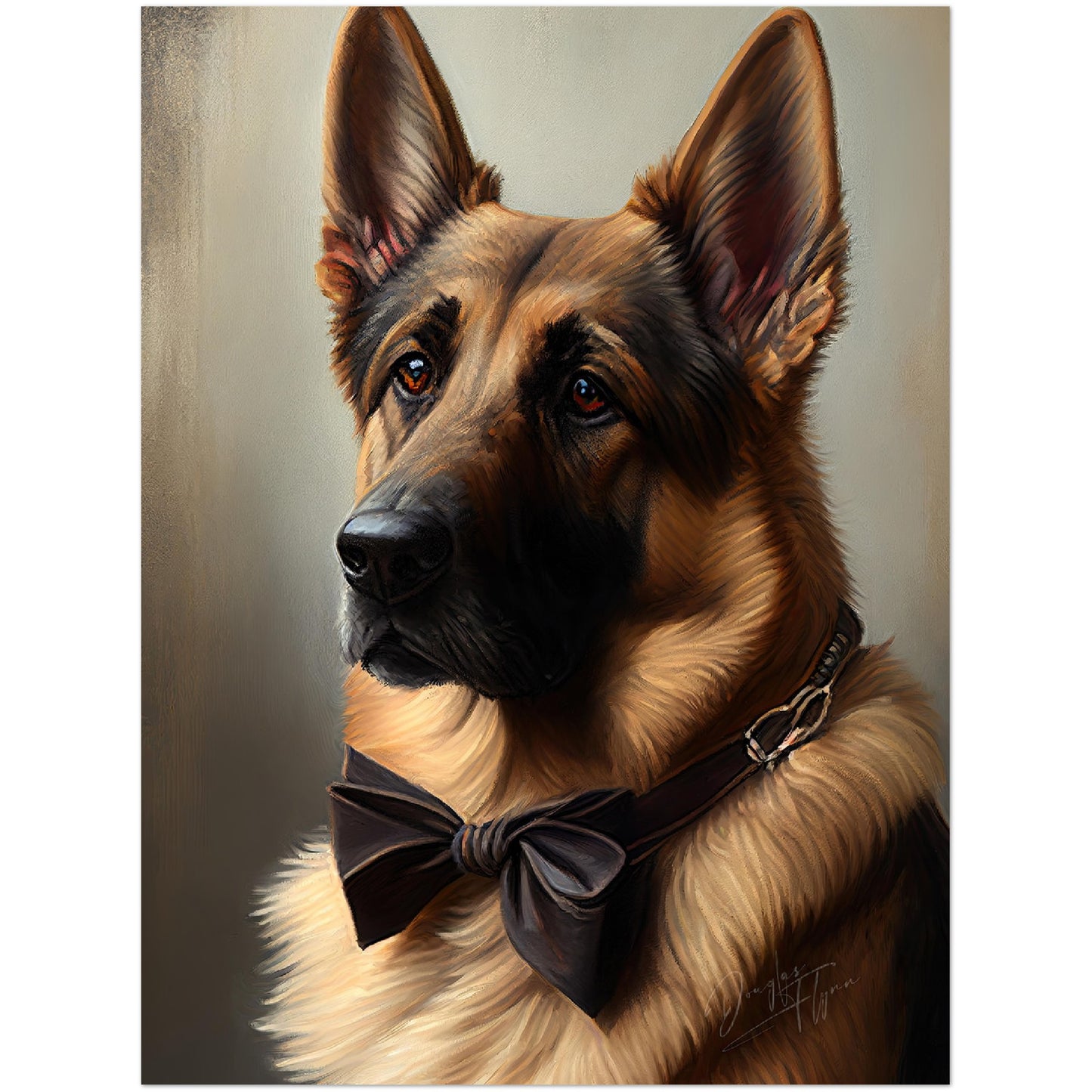 »Tysk schäferhund med rosett«
