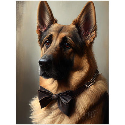 »Tysk schäferhund med rosett«