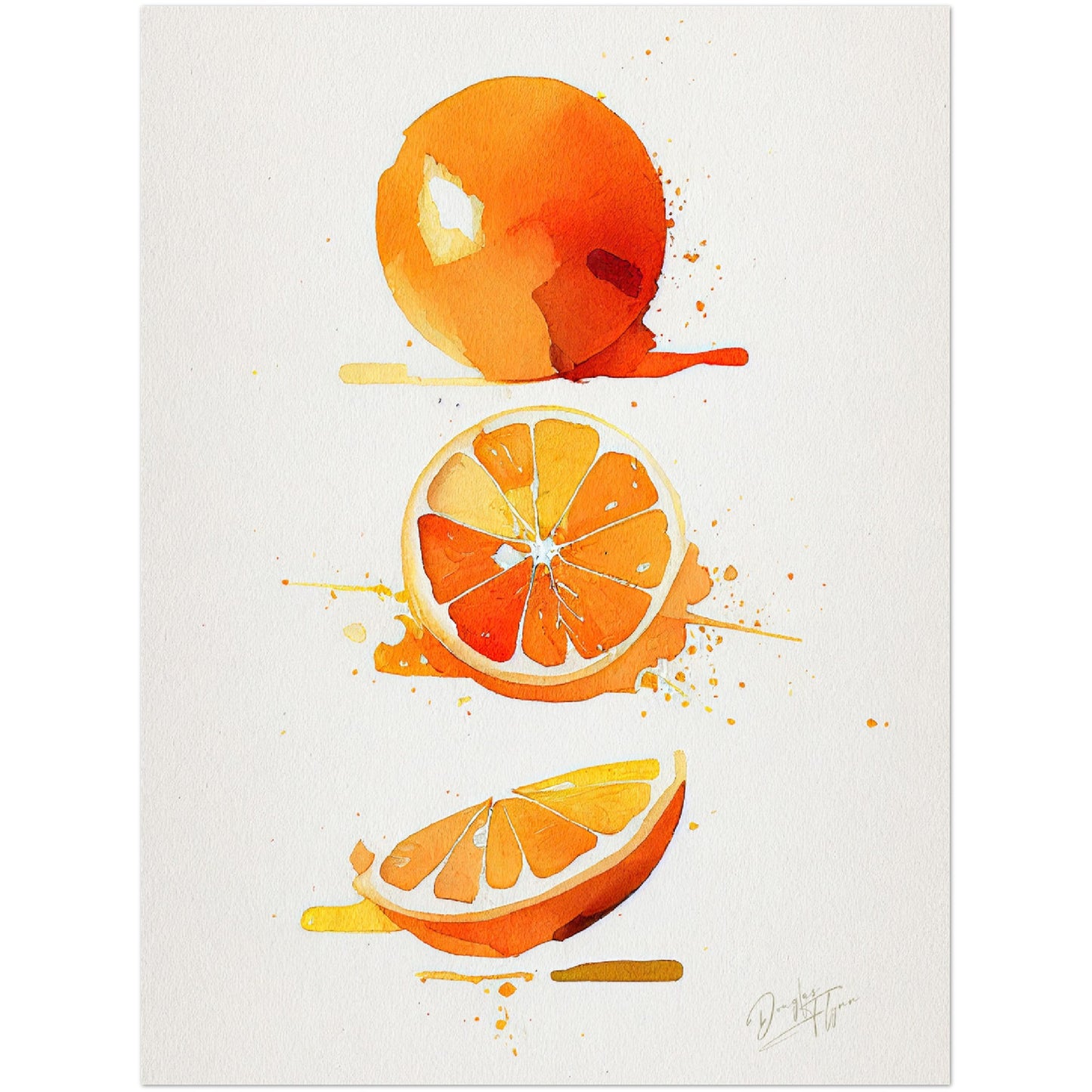 »Orange Watercolor Moods« retro poster
