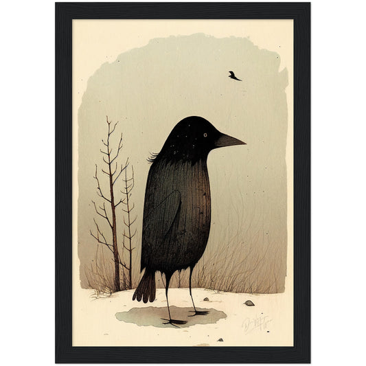 »Crow Caw And Cogitate« retro poster