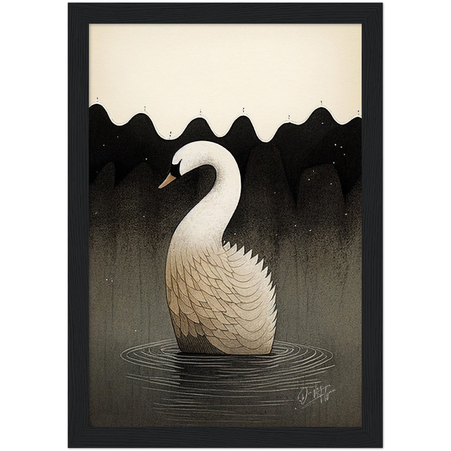 »Swan Float And Brood« retro poster