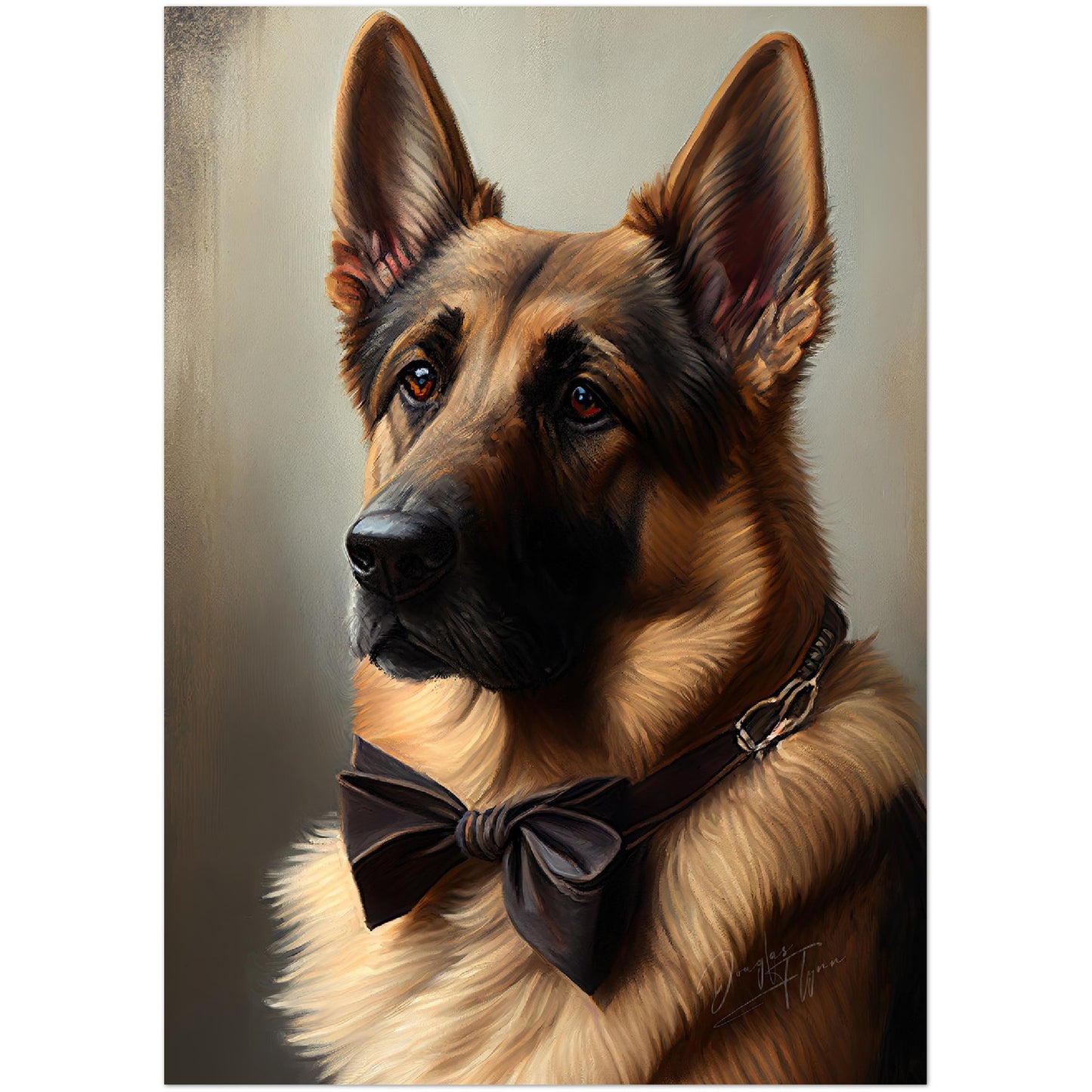 »Tysk schäferhund med rosett«