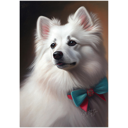 »American Eskimo Dog med rosett«