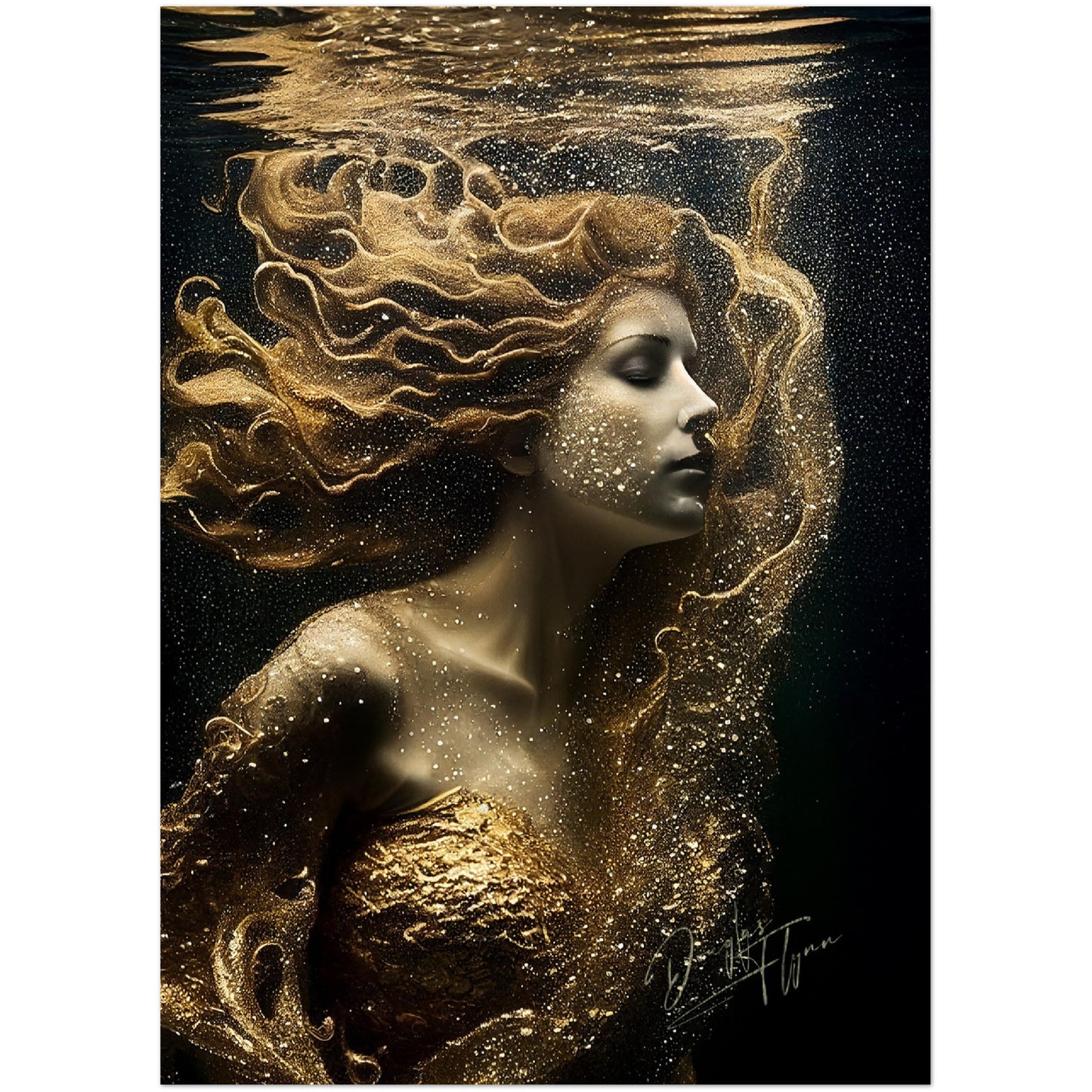 »Golden Seashell Elegance« retro poster