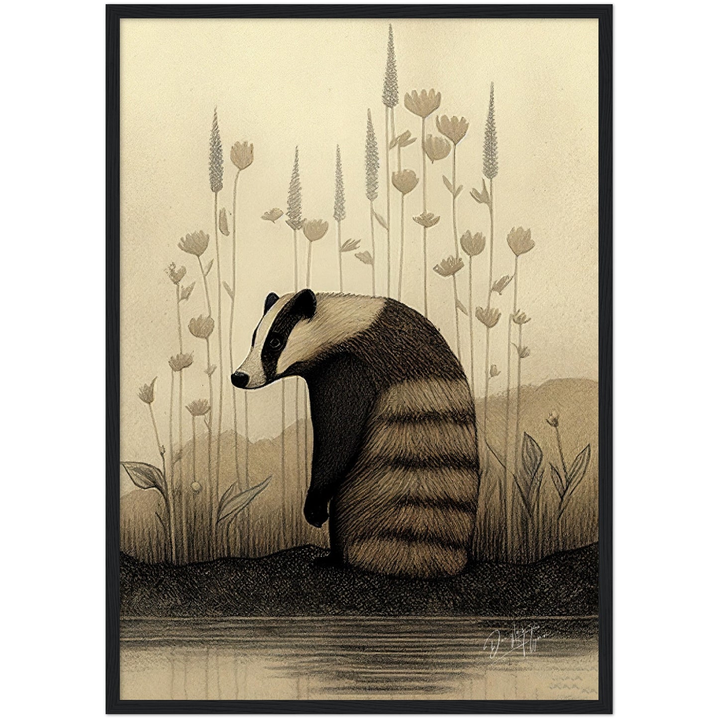 »Badger Nuzzle And Brood« retro poster