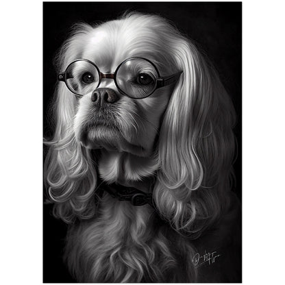»Spectacled Spaniel« retro poster