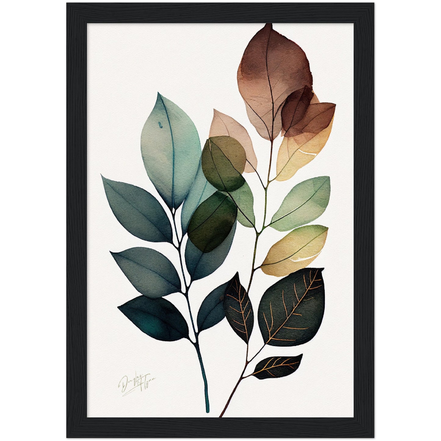 »Brushstrokes of Leaf Bliss« retro poster