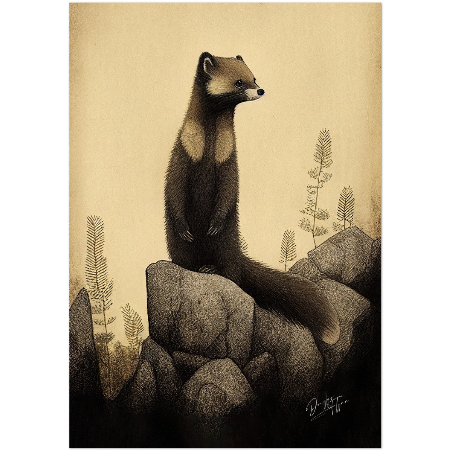 »Marten Listens And Muses« retro poster
