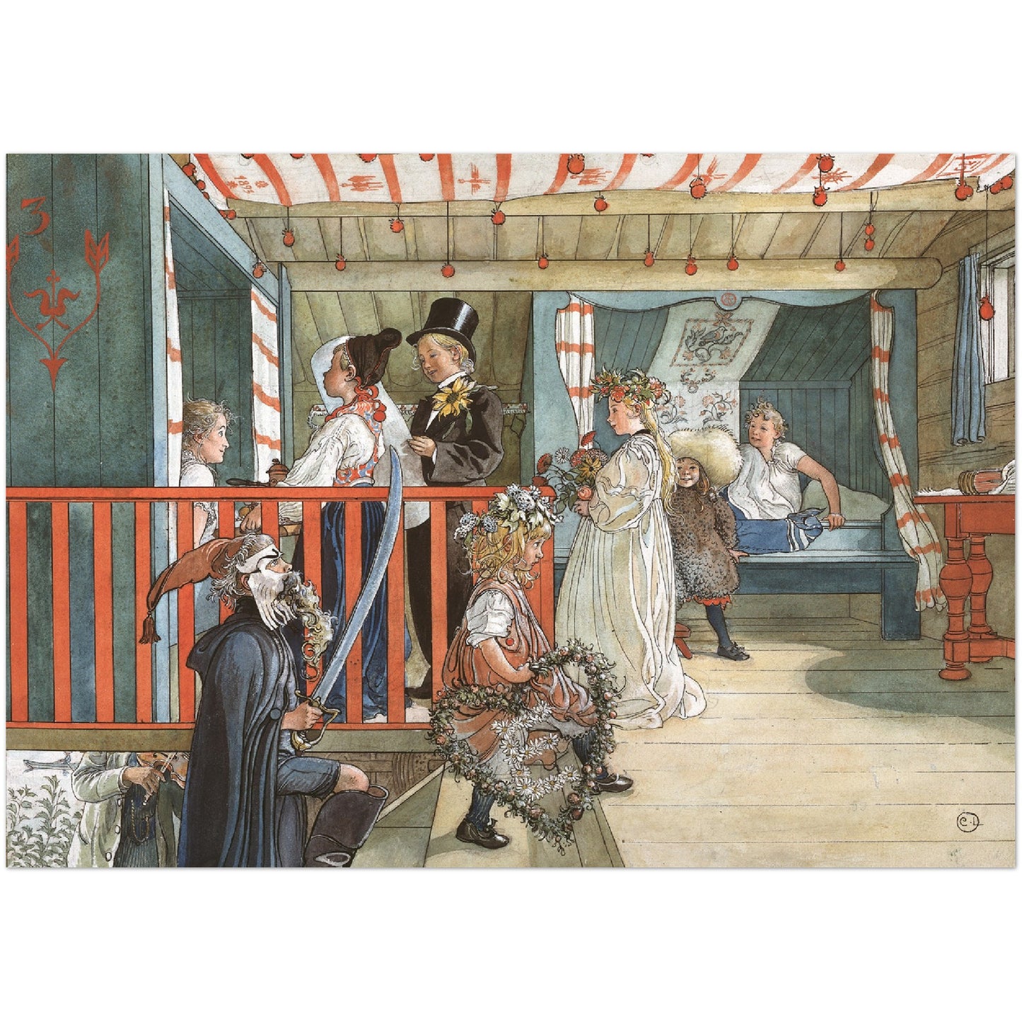 »Namnsdag på härbret« av Carl Larsson