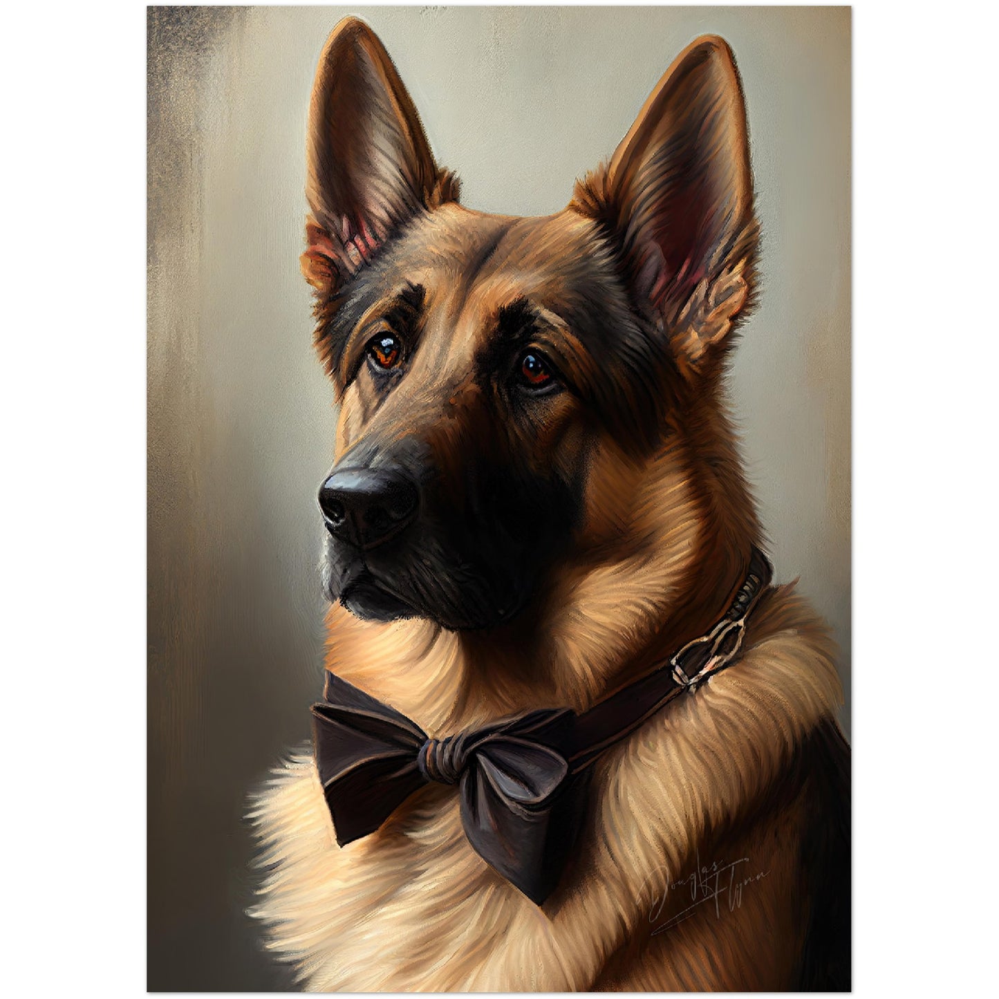 »Tysk schäferhund med rosett«