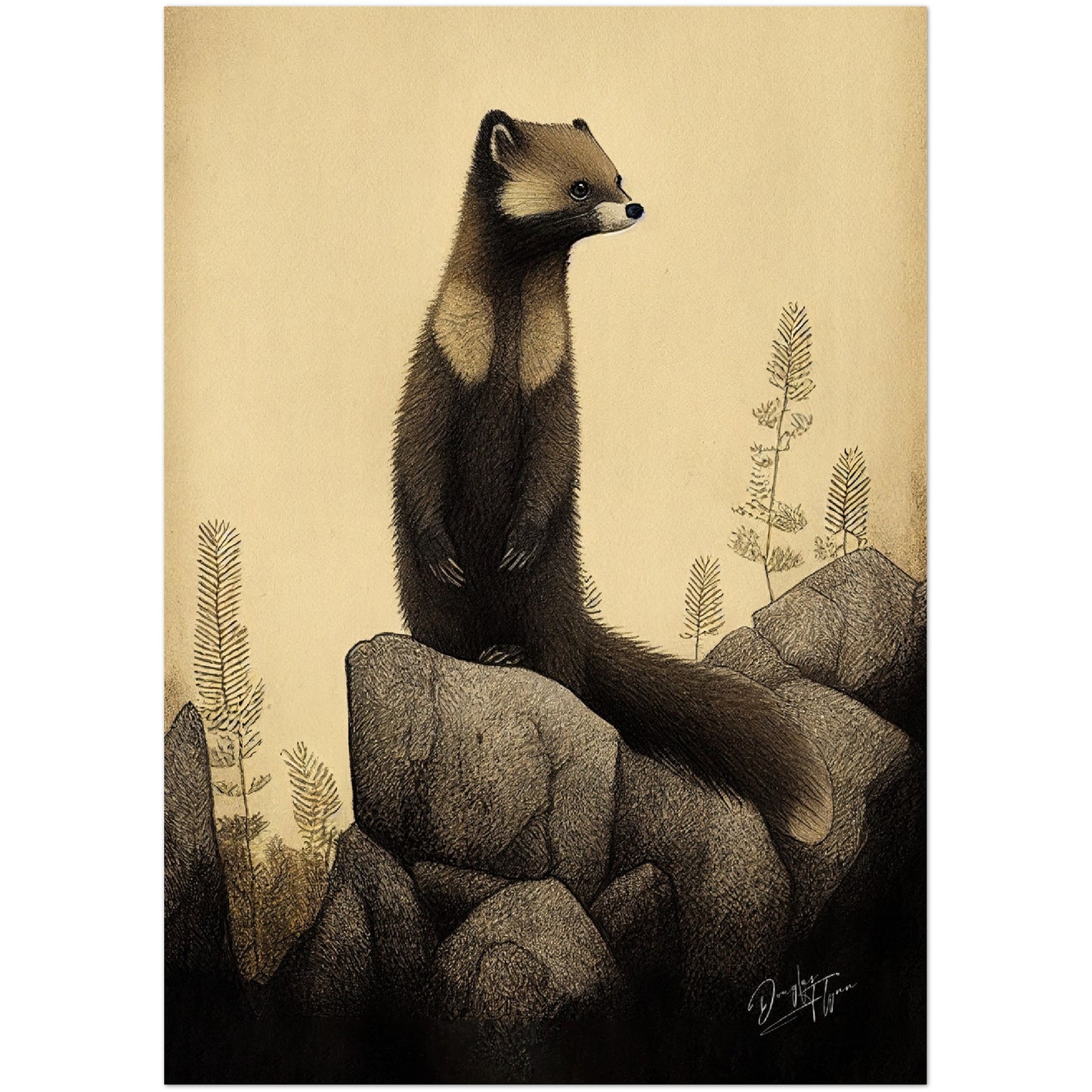 »Marten Listens And Muses« retro poster
