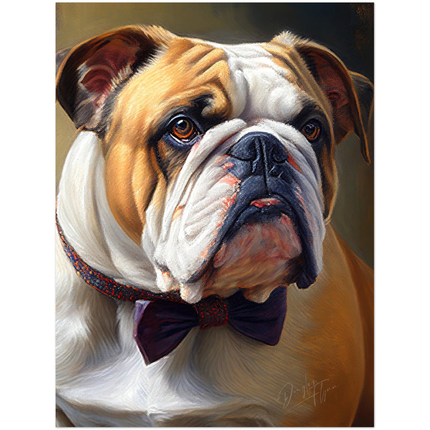 »English Bulldog med rosett«